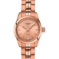 Tissot Tissot PR 100 Lady Small T101.010.33.451.00 PR 100 T1010103345100 кварцевые женские часы розовый циферблат, браслет сталь c pvd покрытием — вид спереди