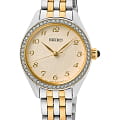 Seiko Seiko Prospex SUR480P1  SUR480P1 кварцевые женские часы  золотой циферблат, браслет нержавеющая сталь — вид спереди