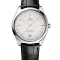 Omega Omega De Ville Tresor 435.13.40.21.02.001  43513402102001 механические мужские часы серебристый циферблат, браслет кожаный — вид спереди