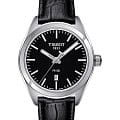 Tissot Tissot PR 100 Lady T101.210.16.051.00 PR 100 T1012101605100 кварцевые женские часы черный циферблат, браслет кожаный — вид спереди