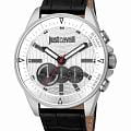 Just Cavalli Just Cavalli Leone JC1G348L0015  JC1G348L0015 кварцевые мужские часы серебристый циферблат, браслет кожаный — вид спереди
