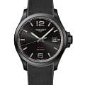 Longines Longines Conquest V.H.P. L3.726.2.56.9  L37262569 кварцевые мужские часы  черный циферблат, браслет каучук — вид спереди