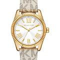 Michael Kors Michael Kors Lexington MK4746  MK4746 кварцевые женские часы серебристый циферблат, браслет кожаный — вид спереди