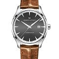 Hamilton Hamilton Jazzmaster Gent Quartz H32451581  H32451581 кварцевые мужские часы черный циферблат, браслет кожаный — вид спереди