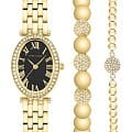 Anne Klein Anne Klein Box Set 3970GBST  3970GBST кварцевые женские часы черный циферблат, браслет нержавеющая сталь с ip-покрытием — вид спереди