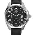 Aviator Aviator Airacobra V.3.39.0.340.4  V.3.39.0.340.4 механические мужские часы  черный циферблат, браслет кожаный — вид спереди